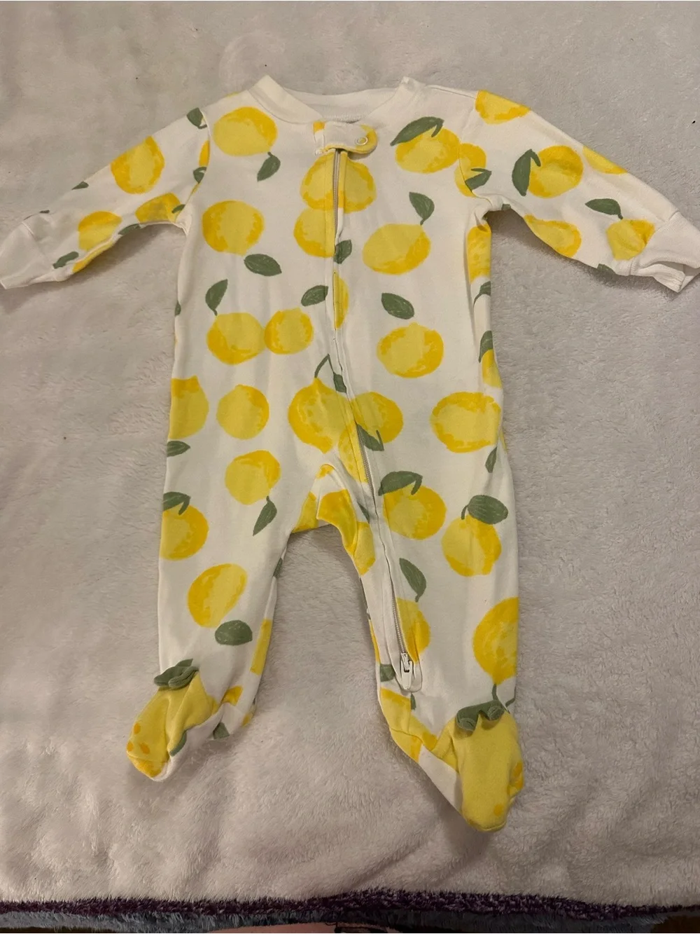 Carter's Yellow Lemon Print Footed One-Piece